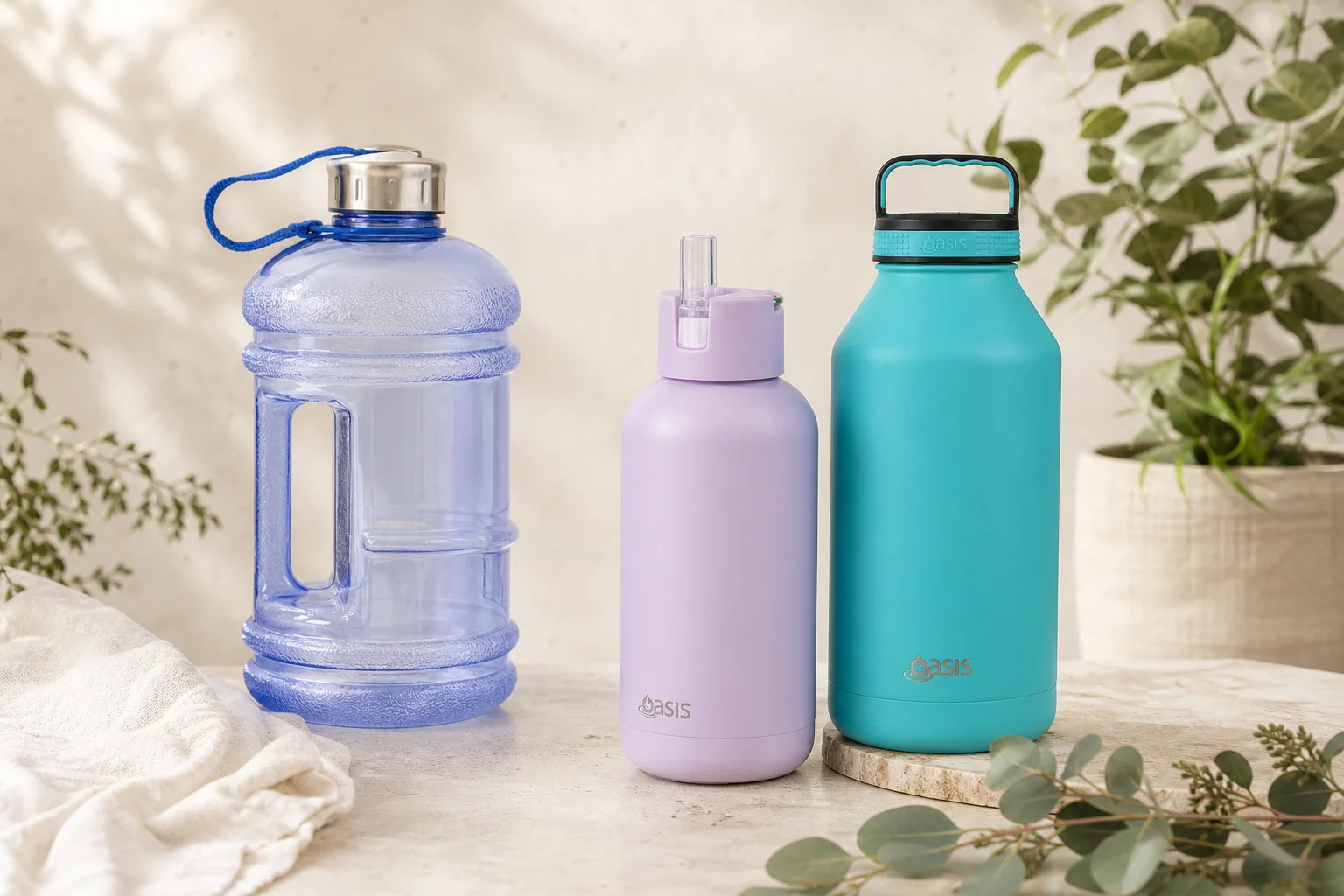 2 Litre Water Bottles featuring Enviro Products BPA Free Drink Bottle Blue 2.2L, Oasis Moda Triple Insulated Water Bottle wit