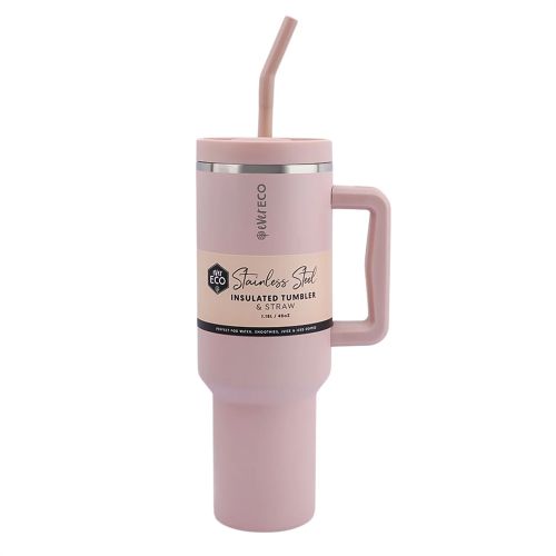 Ever Eco Insulated Tumbler with Handle & Straw Rose 1.18L