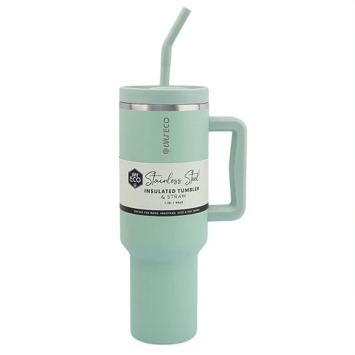 Ever Eco Insulated Tumbler with Handle & Straw Sage 1.18L