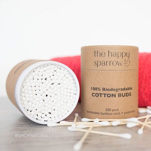 The Happy Sparrow Biodegradable Bamboo Cotton Buds 200 Pack