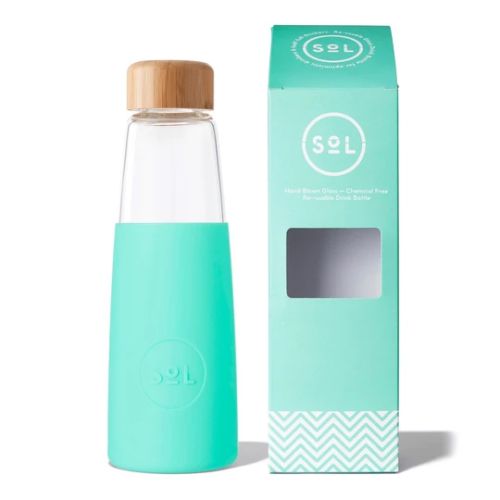Sol Glass Water Bottle Mighty Mint 410ml