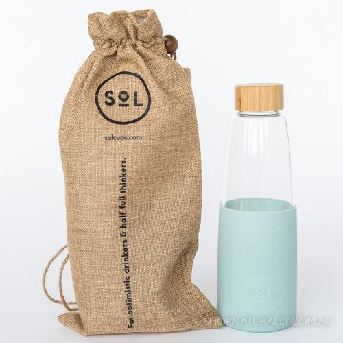 Sol Glass Water Bottle Cool Cyan 850ml