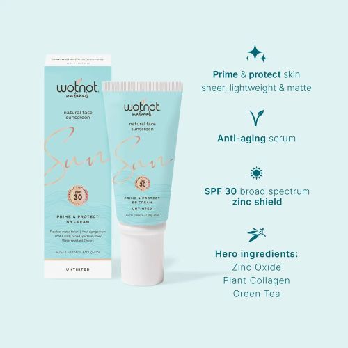 Wotnot Natural Face Sunscreen SPF30 & BB Cream Untinted 60g