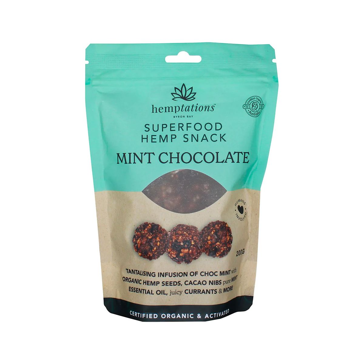 2die4 Live Foods Hemptations Superfood Hemp Snack Mint Chocolate 200g
