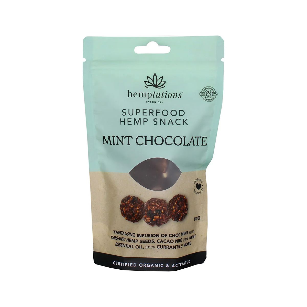 2die4 Live Foods Hemptations Superfood Hemp Snack Mint Chocolate 80g