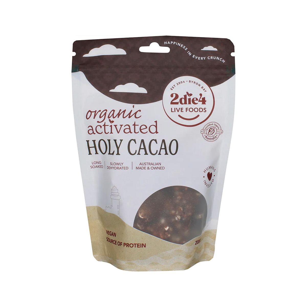 2die4 Live Foods Organic Activated Holy Cacao Granola Clusters 200g