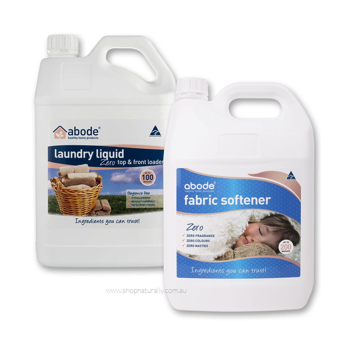 Abode Laundry Liquid and Fabric Softener Zero