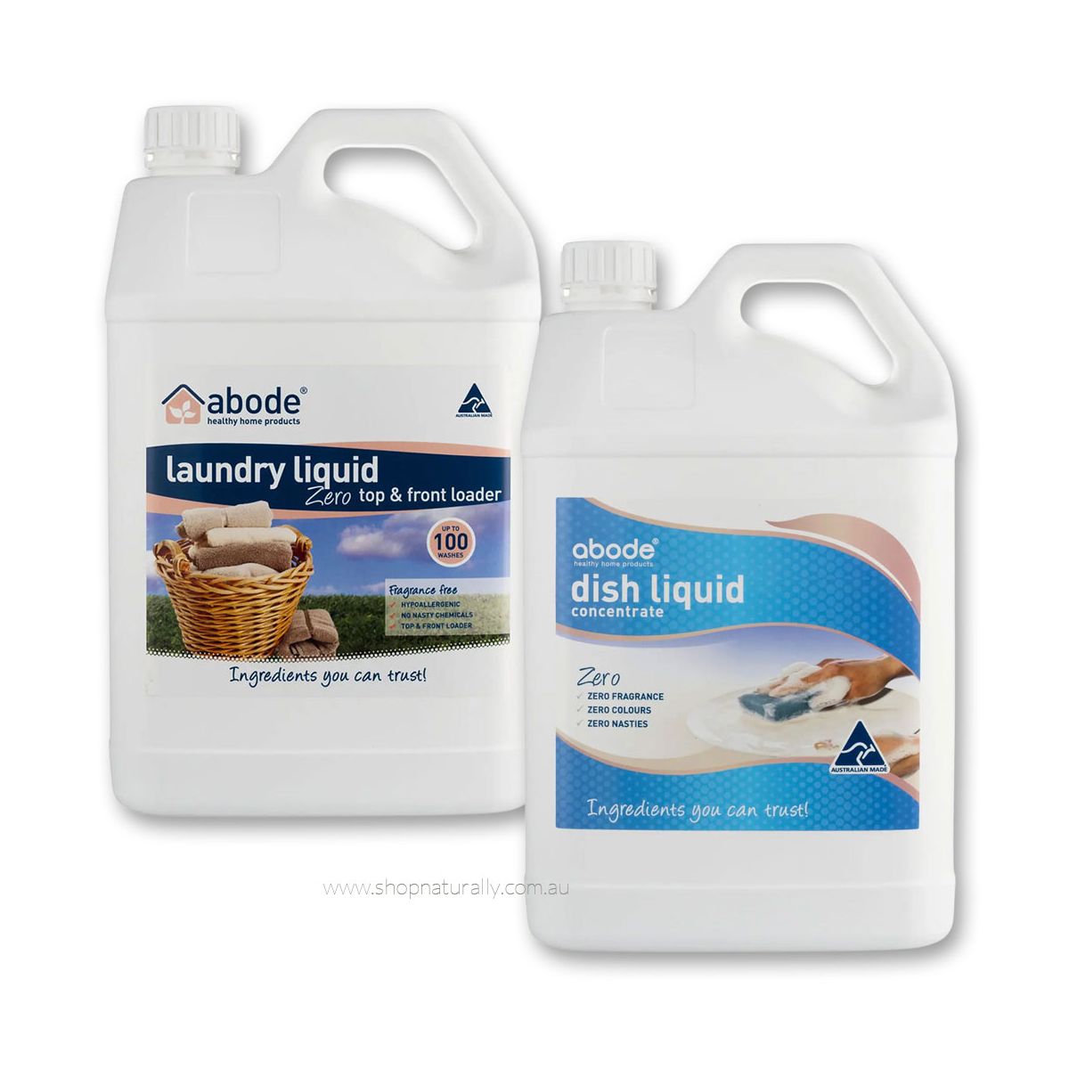 Abode Natural Laundry & Dishwashing Liquid Duo 2 x 4L