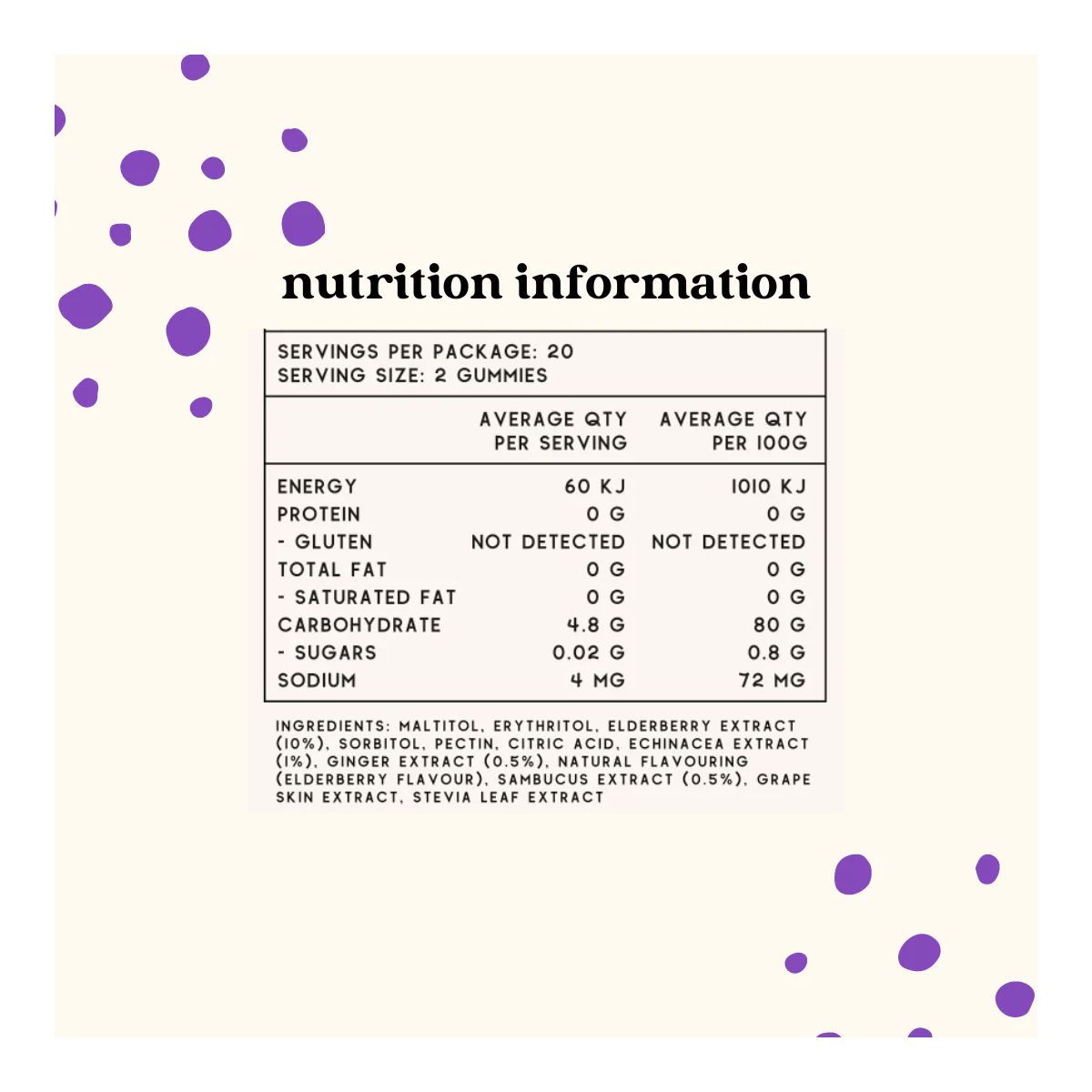Chuu Nutrition Elderberry and Echinacea Gummies 99% Sugar Free 40pcs