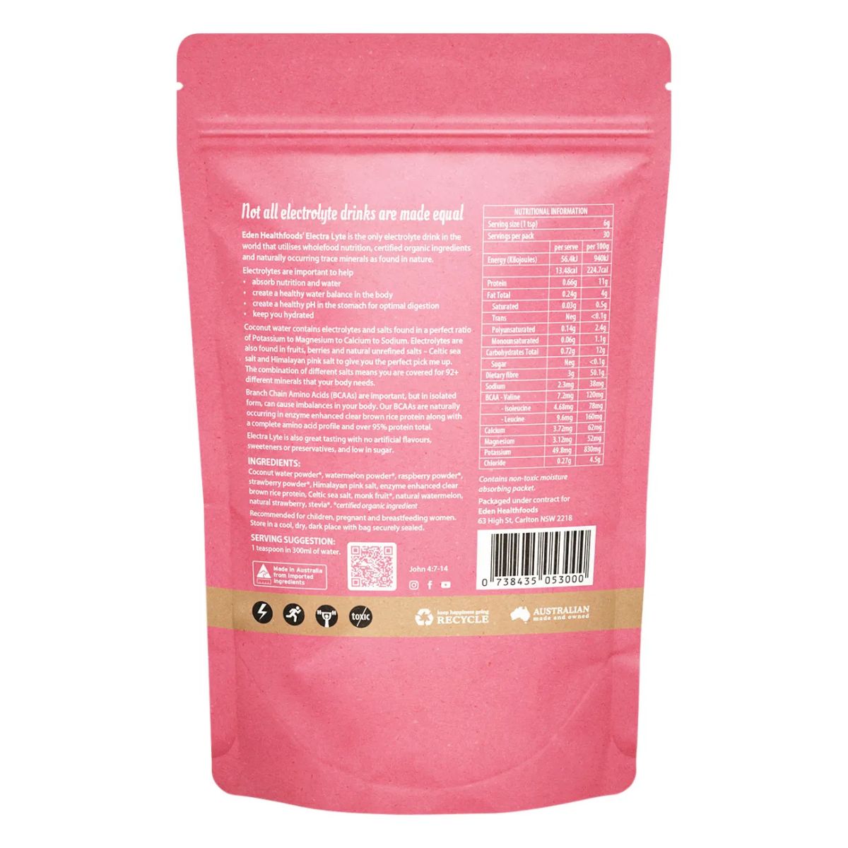 Eden Health Foods Electra-Lyte Watermelon and Berry with Celtic Sea Salt 180g