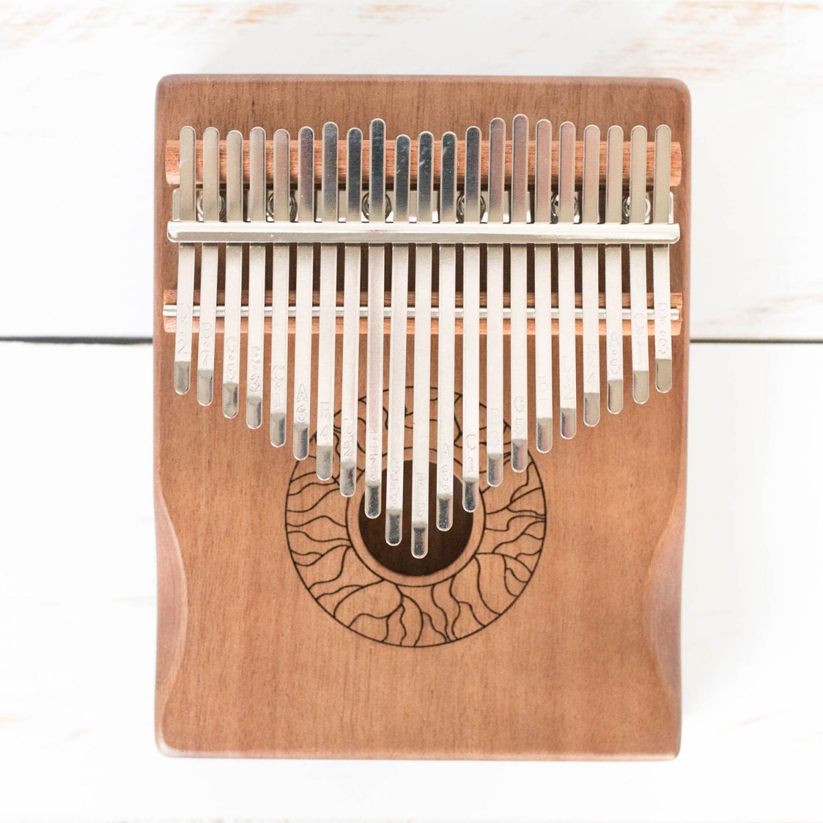 Hluru Kalimba 21 Key Hollow in C Major Brown Engraved