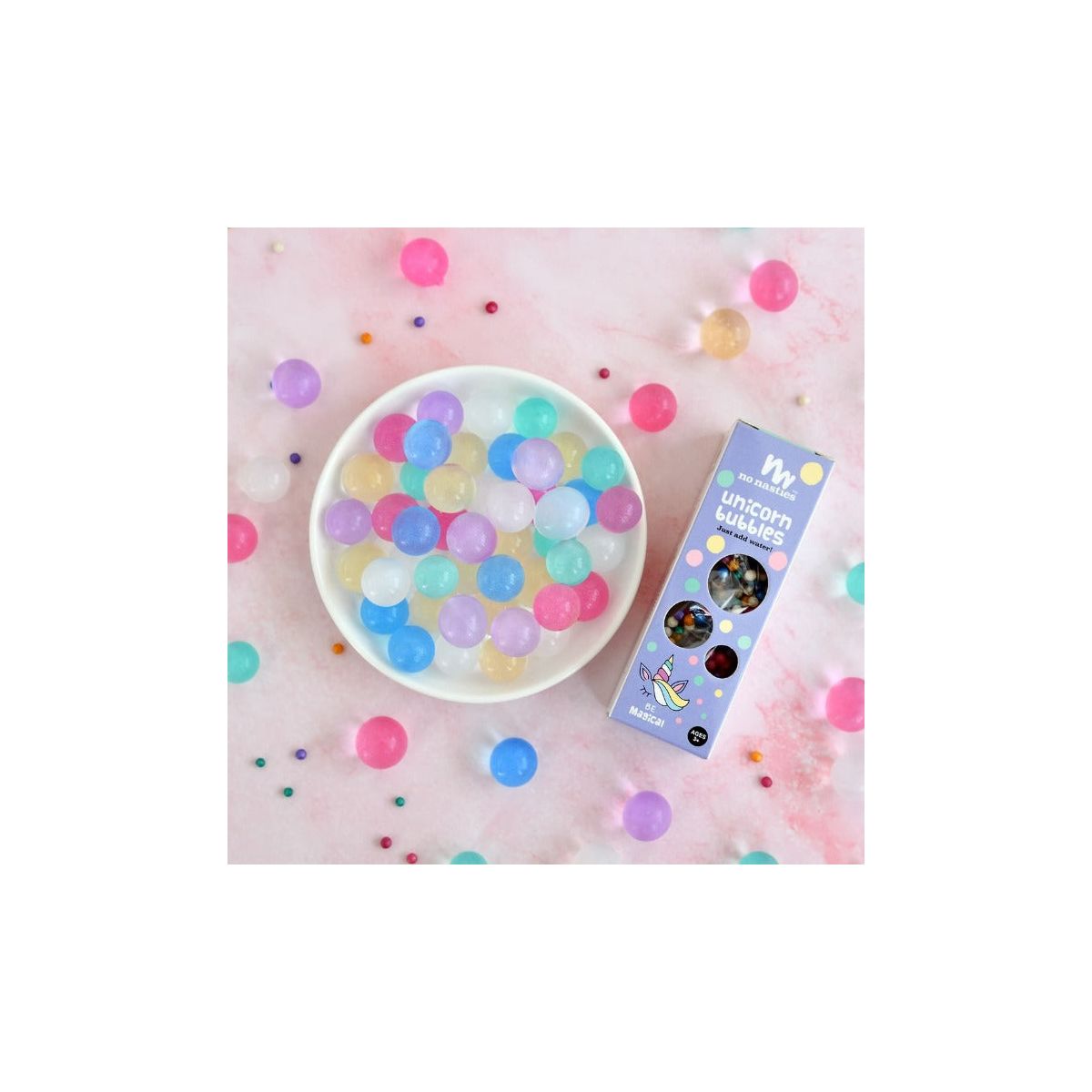 No Nasties Biodegradable Water Beads Unicorn Bubbles 10g