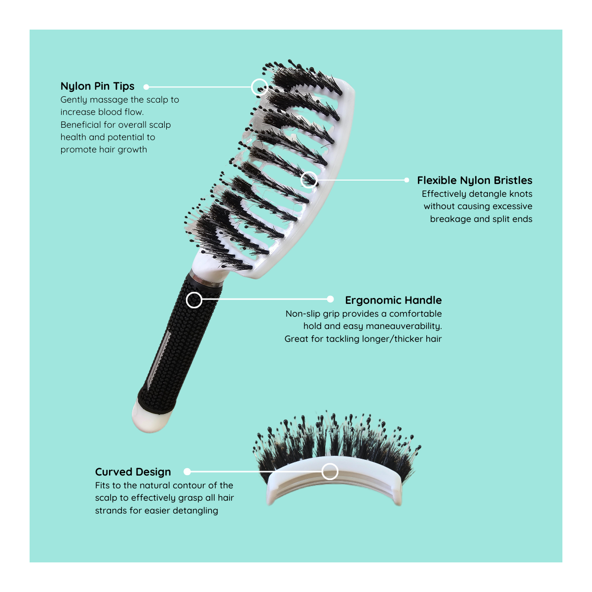 No Nasties Hair Detangler Brush in Aqua