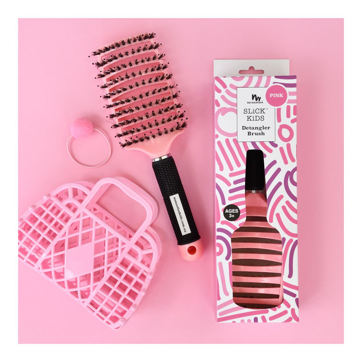 No Nasties Hair Detangler Brush in Pink