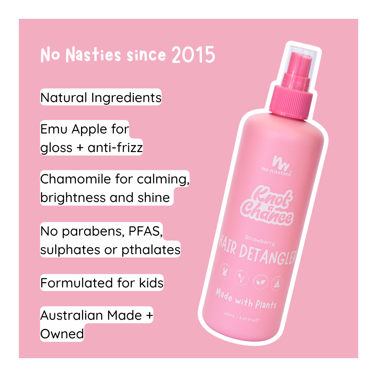 No Nasties Natural Hair Detangler Strawberry 250ml