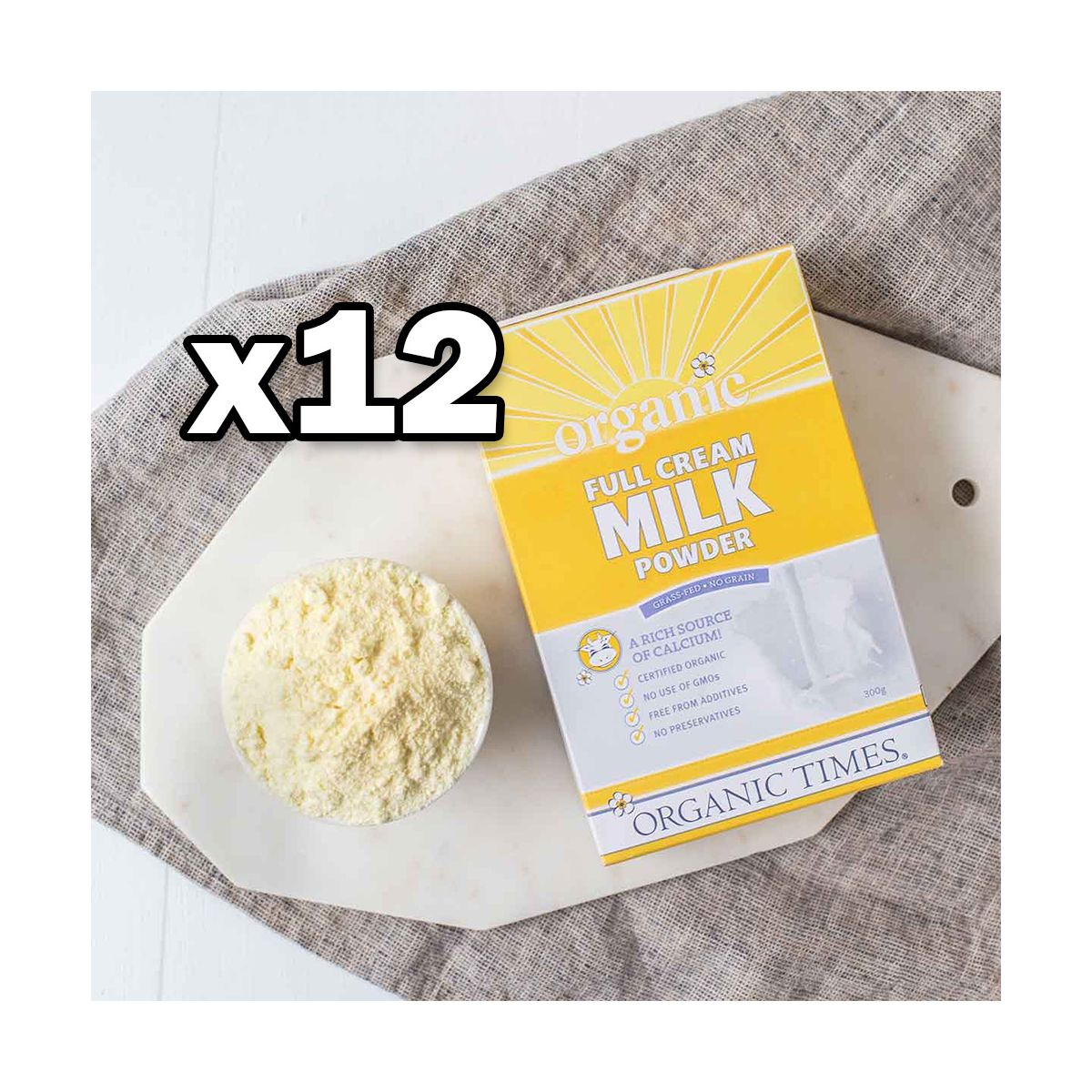 Organic Times Milk Powder Full Cream 300g x 12
