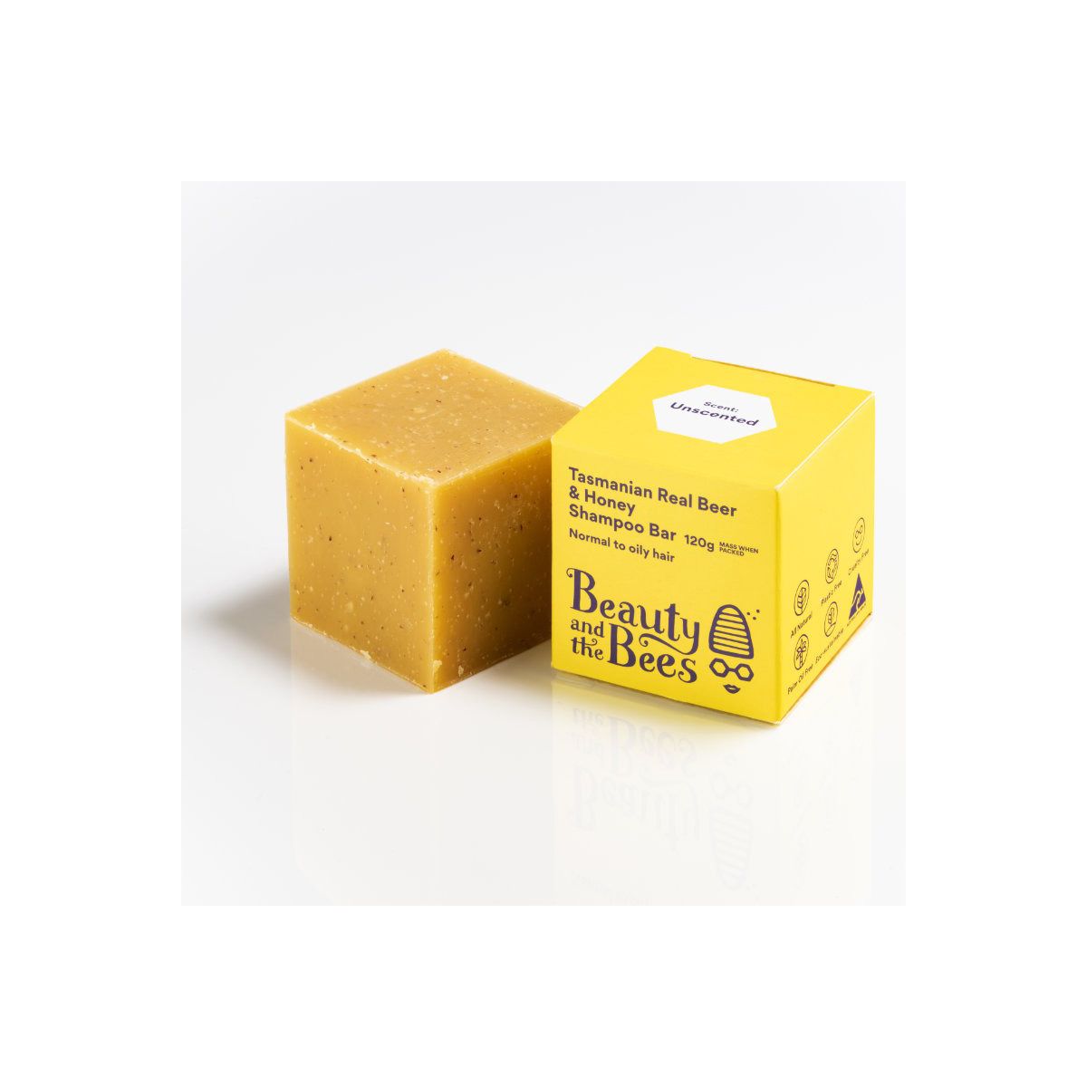 Buy Beauty and the Bees Shampoo Bar Tasmanian Real Beer Unscented 120g Online