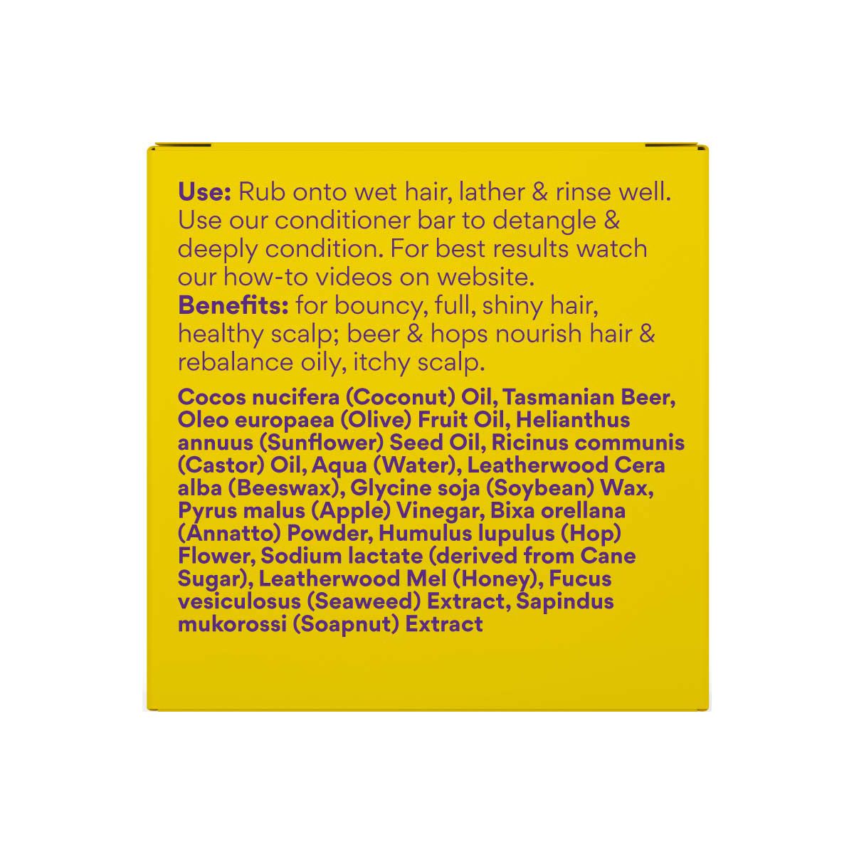 Beauty and the Bees Shampoo Bar Tasmanian Real Beer Unscented 120g