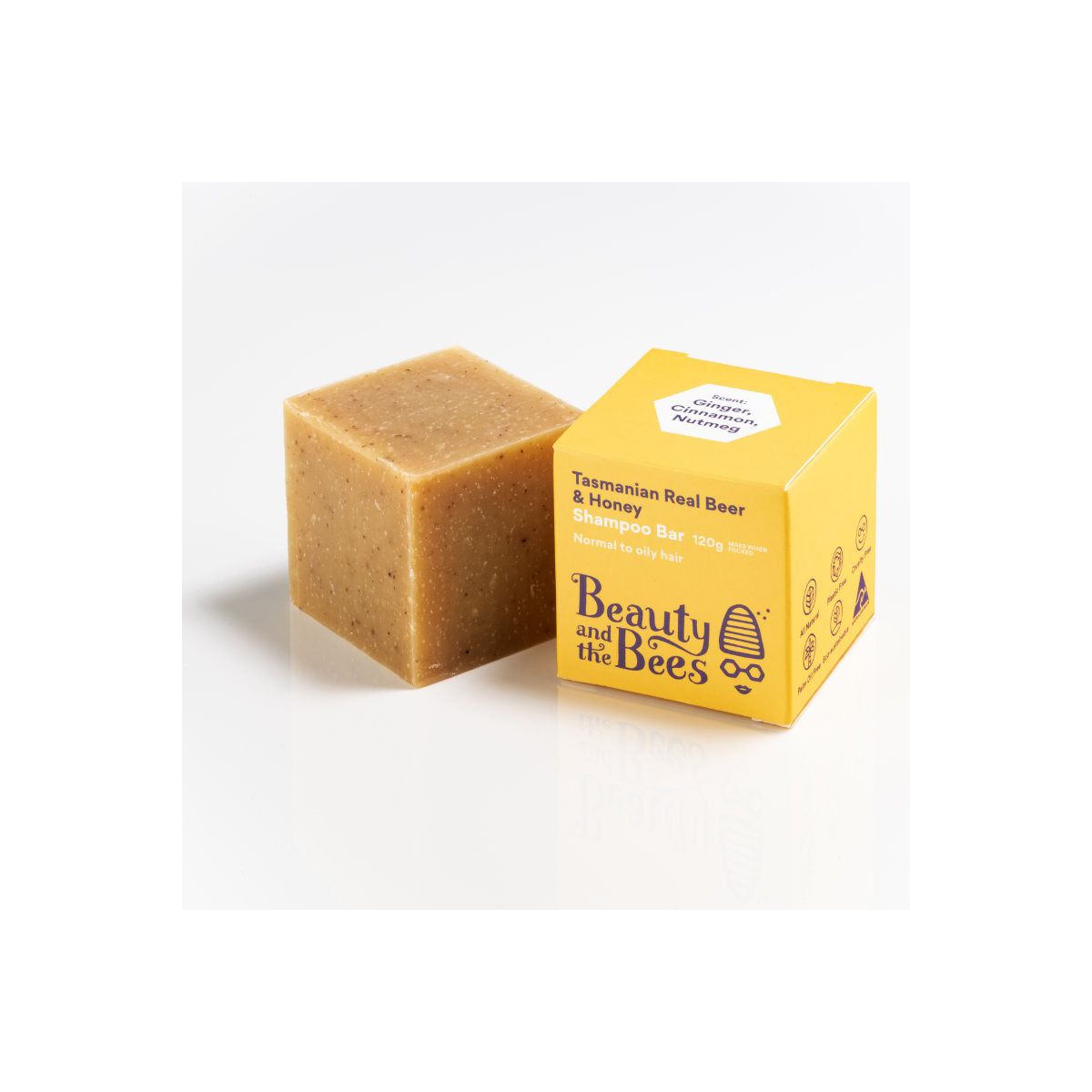 Buy Beauty and the Bees Shampoo Bar Tasmanian Real Beer with Ginger, Cinnamon & Nutmeg 120g Online