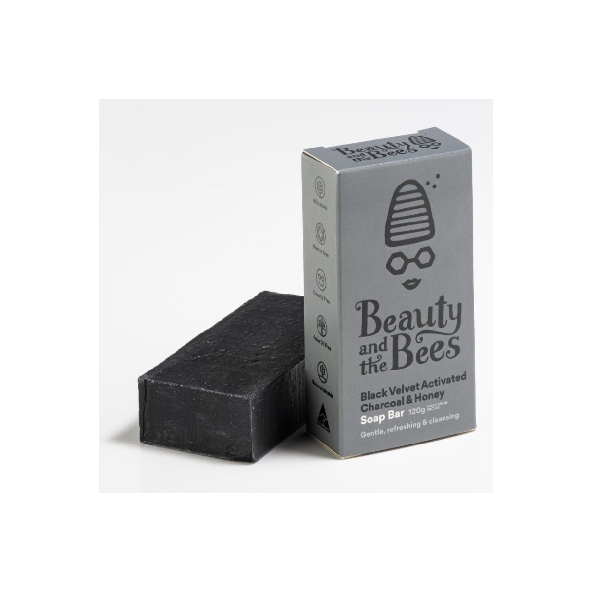 Buy Beauty and the Bees Soap Bar Black Velvet Activated Charcoal 120g Online