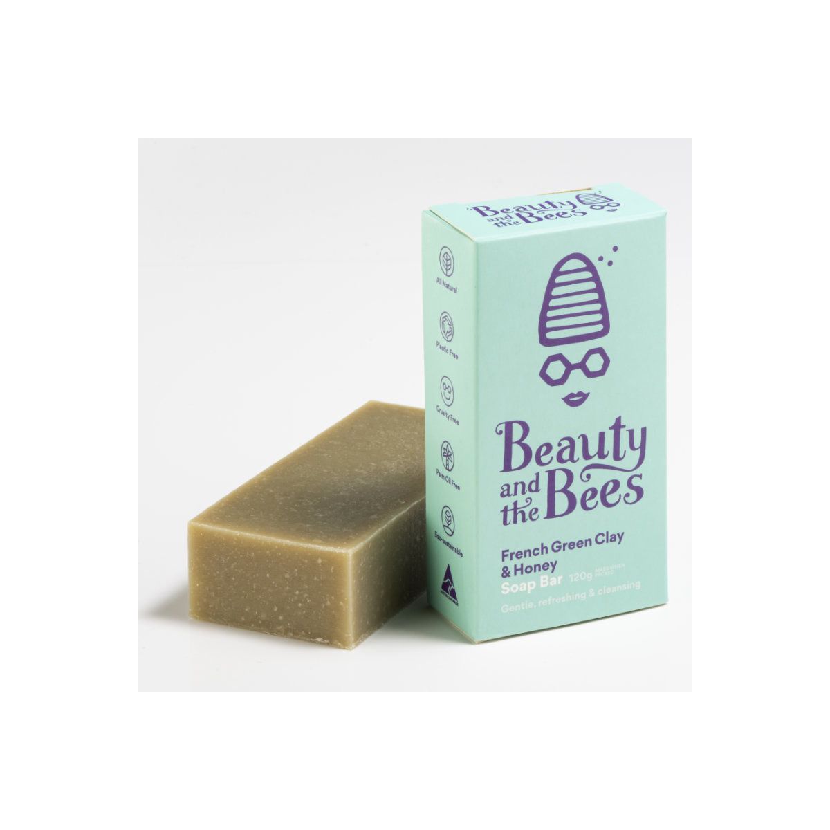 Buy Beauty and the Bees Soap Bar French Green Clay & Leatherwood Honey 120g Online