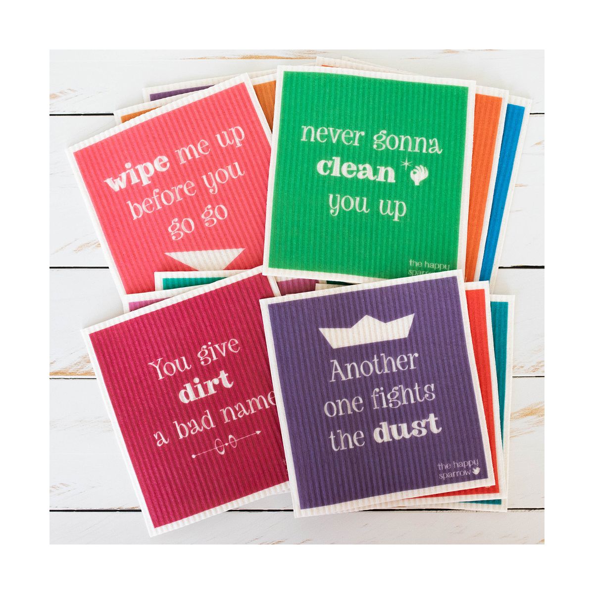 Buy The Happy Sparrow Compostable Dish Cloth Song Puns 12 Pack Online