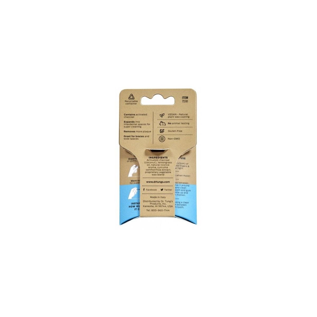 Dr Tung's Vegan Smart Floss with activated charcoal 27m