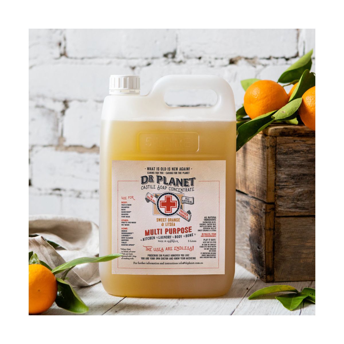 Dr Planet Castile Soap 5L Sweet Orange & Litsea