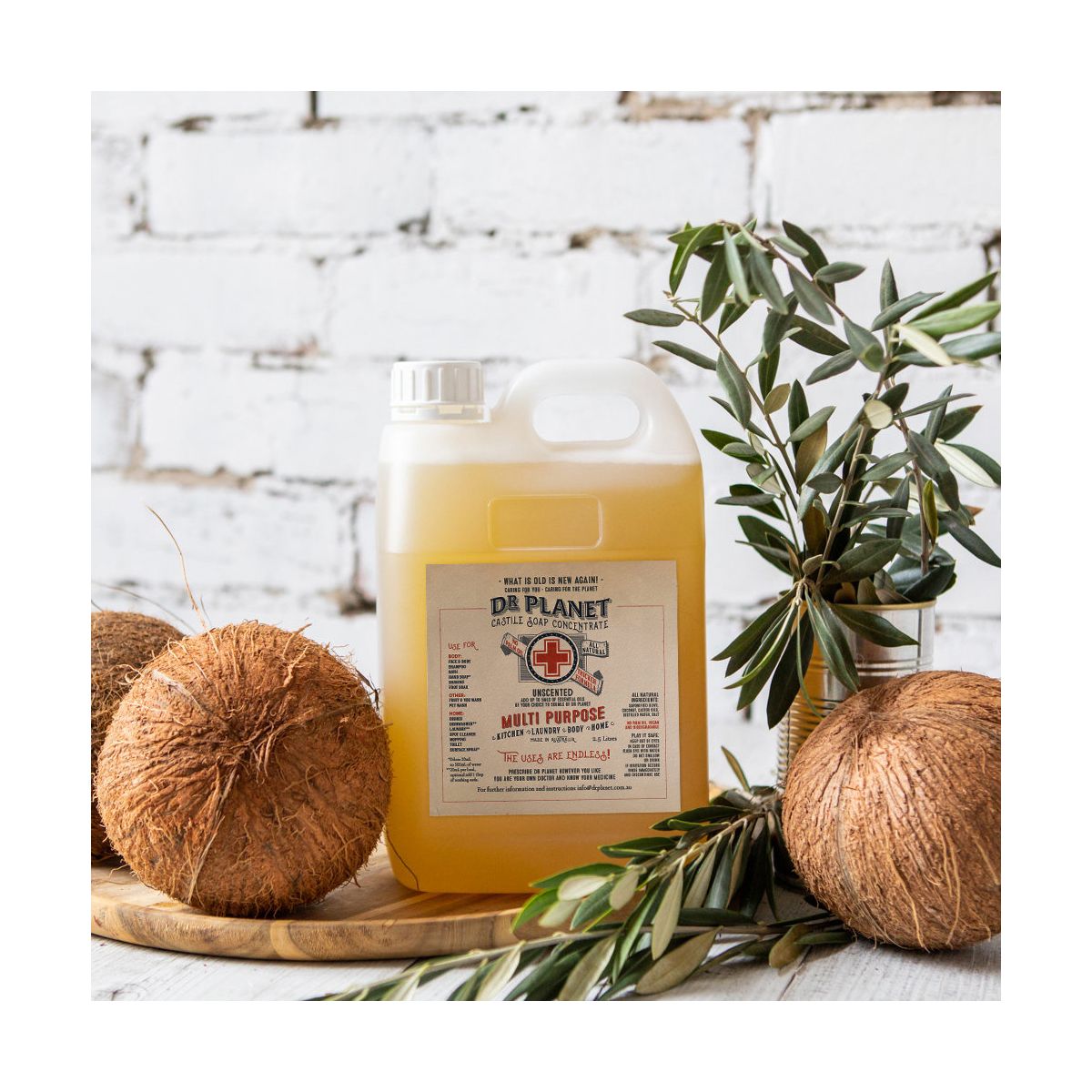 Dr Planet Unscented Castile Soap 2.5L refill