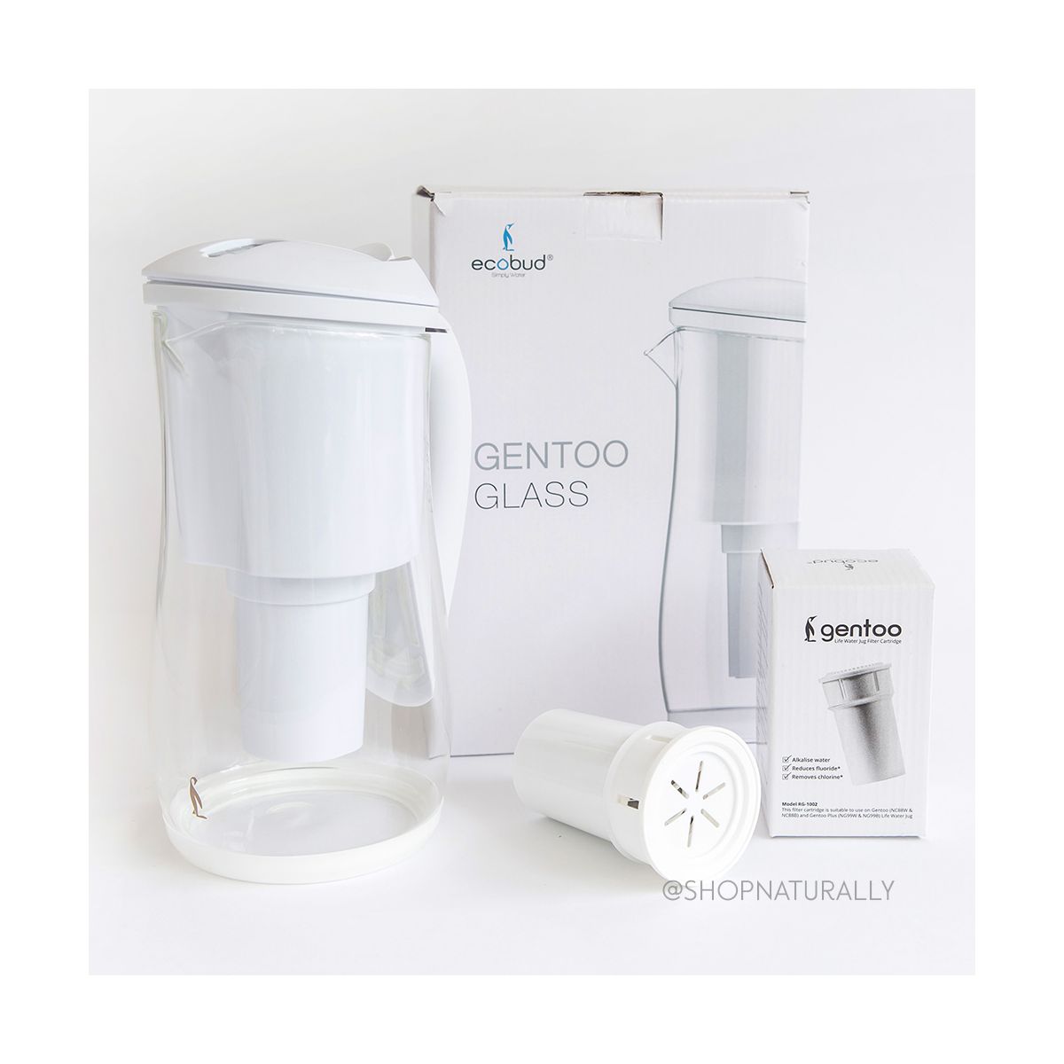 Eco Bud Gentoo Glass Water Filter Jug 1.5L