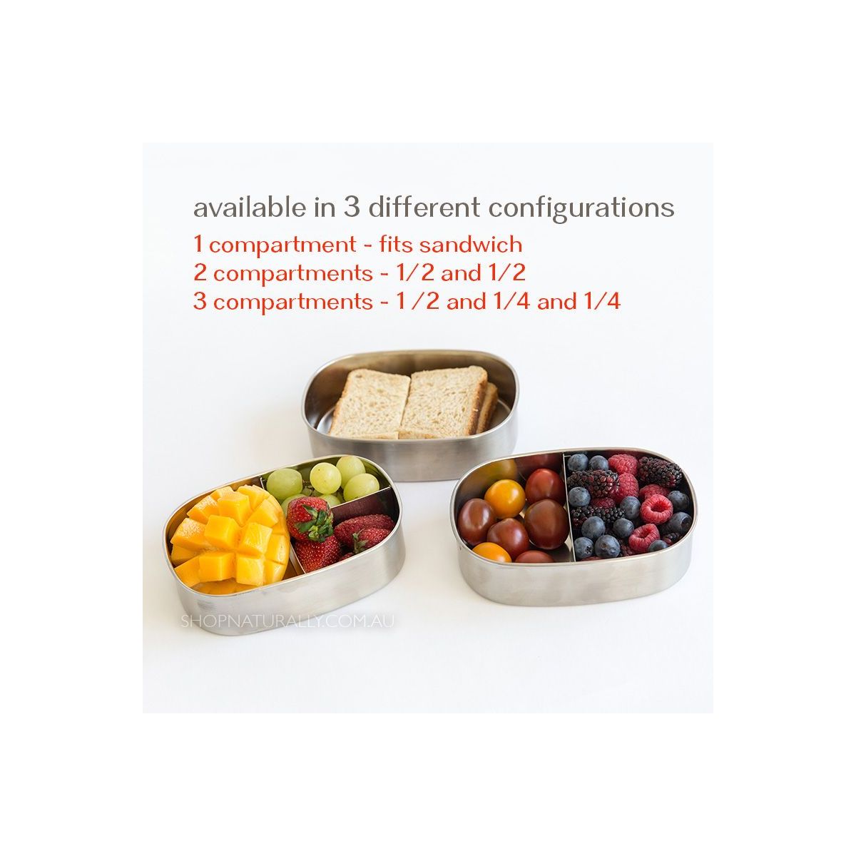 Ever Eco Stainless Steel 3 Compartment Bento Snack Box