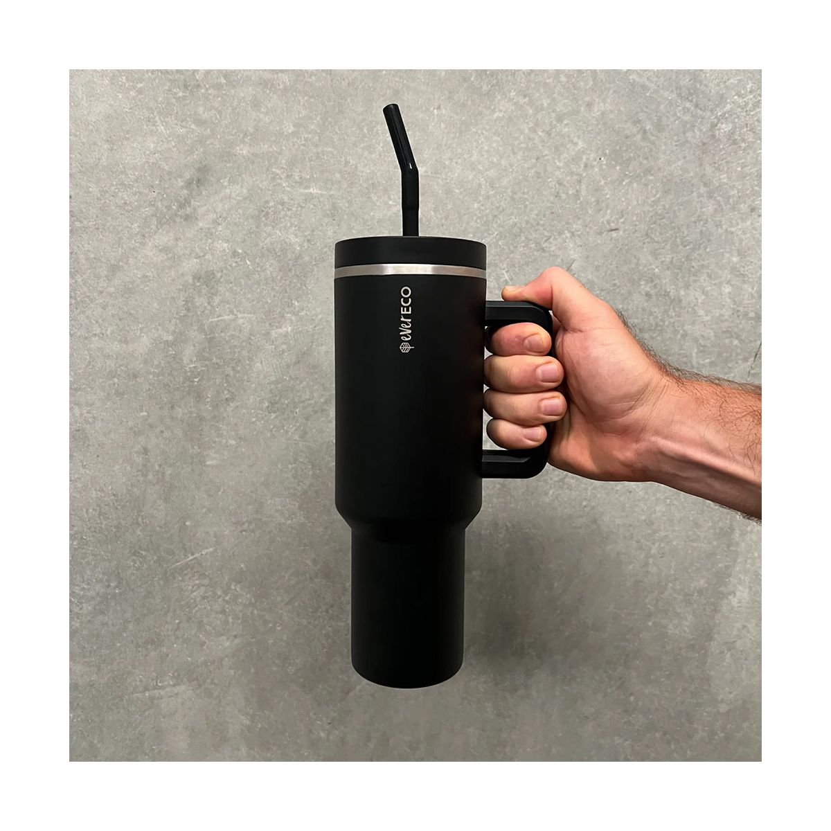 Ever Eco Insulated Tumbler with Handle & Straw Onyx 1.18L