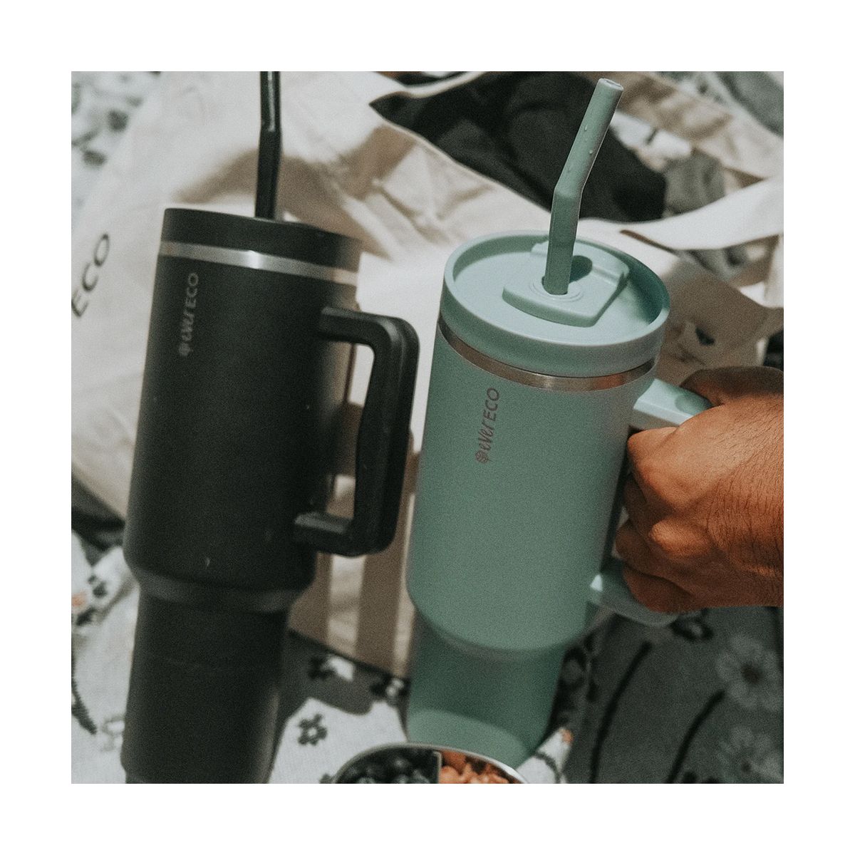 Ever Eco Insulated Tumbler with Handle & Straw Rise 1.18L