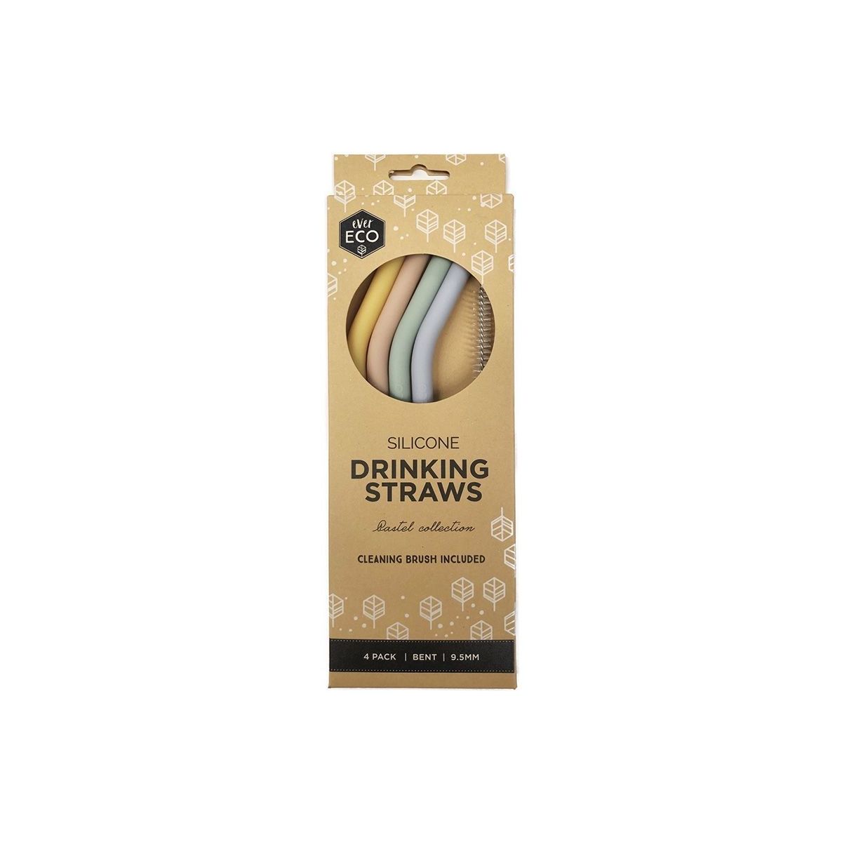 Ever Eco Silicone Straws Bent Spring Pastel 4 pack