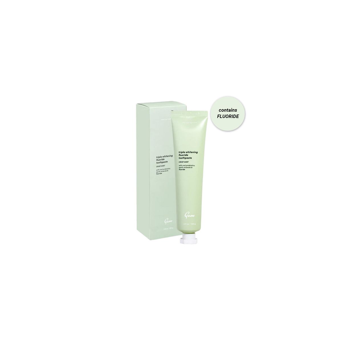 Gem Triple Whitening Fluoride Toothpaste Crisp Mint 100g