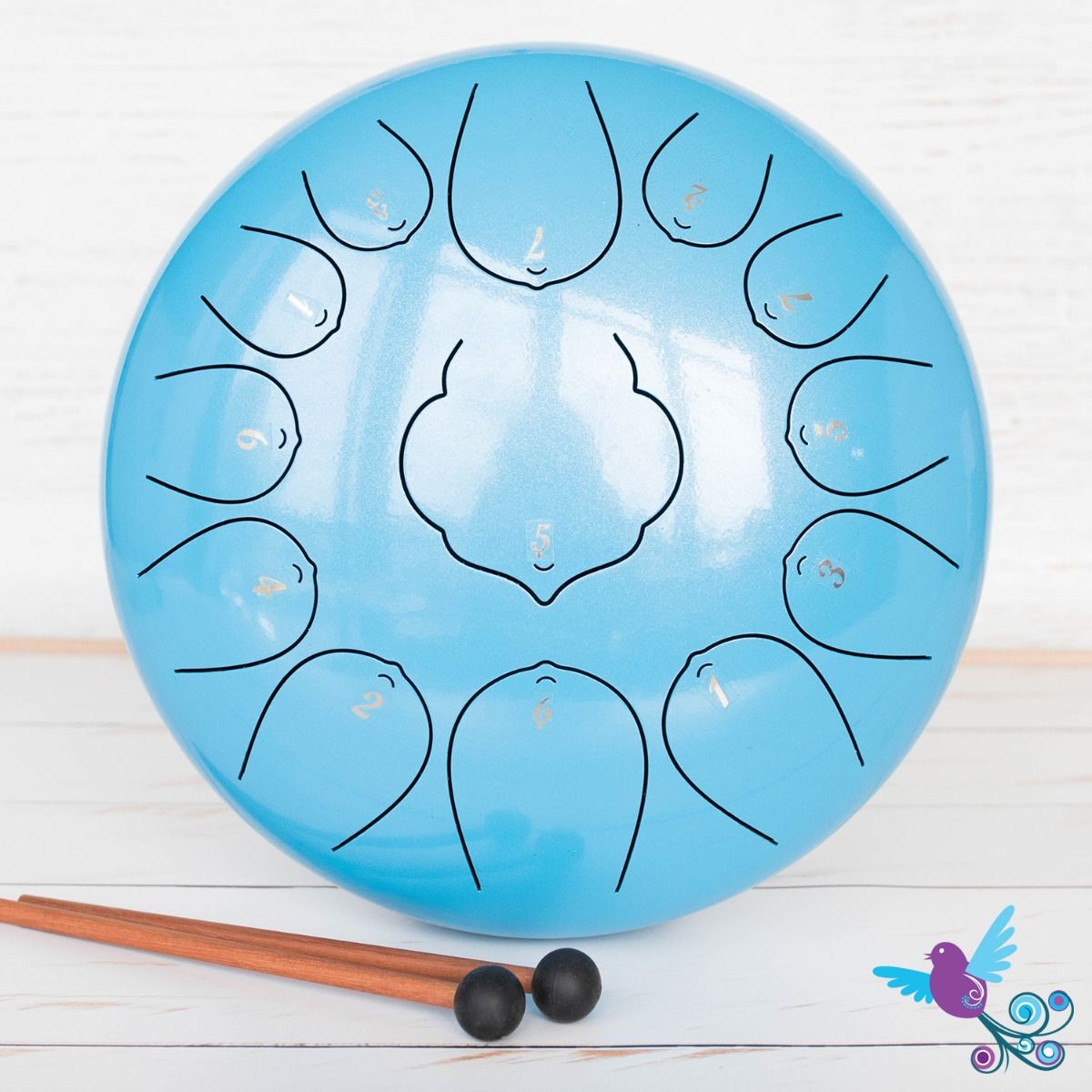 Hluru 13 Note Lotus Tongue Drum Sky Blue
