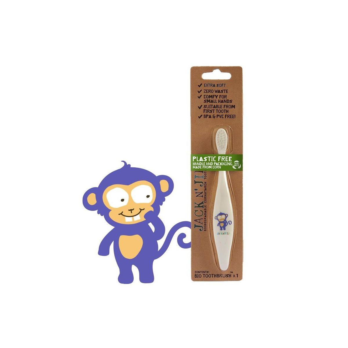Buy Jack n Jill Kids Bio Monkey Toothbrush Soft Bristles Online