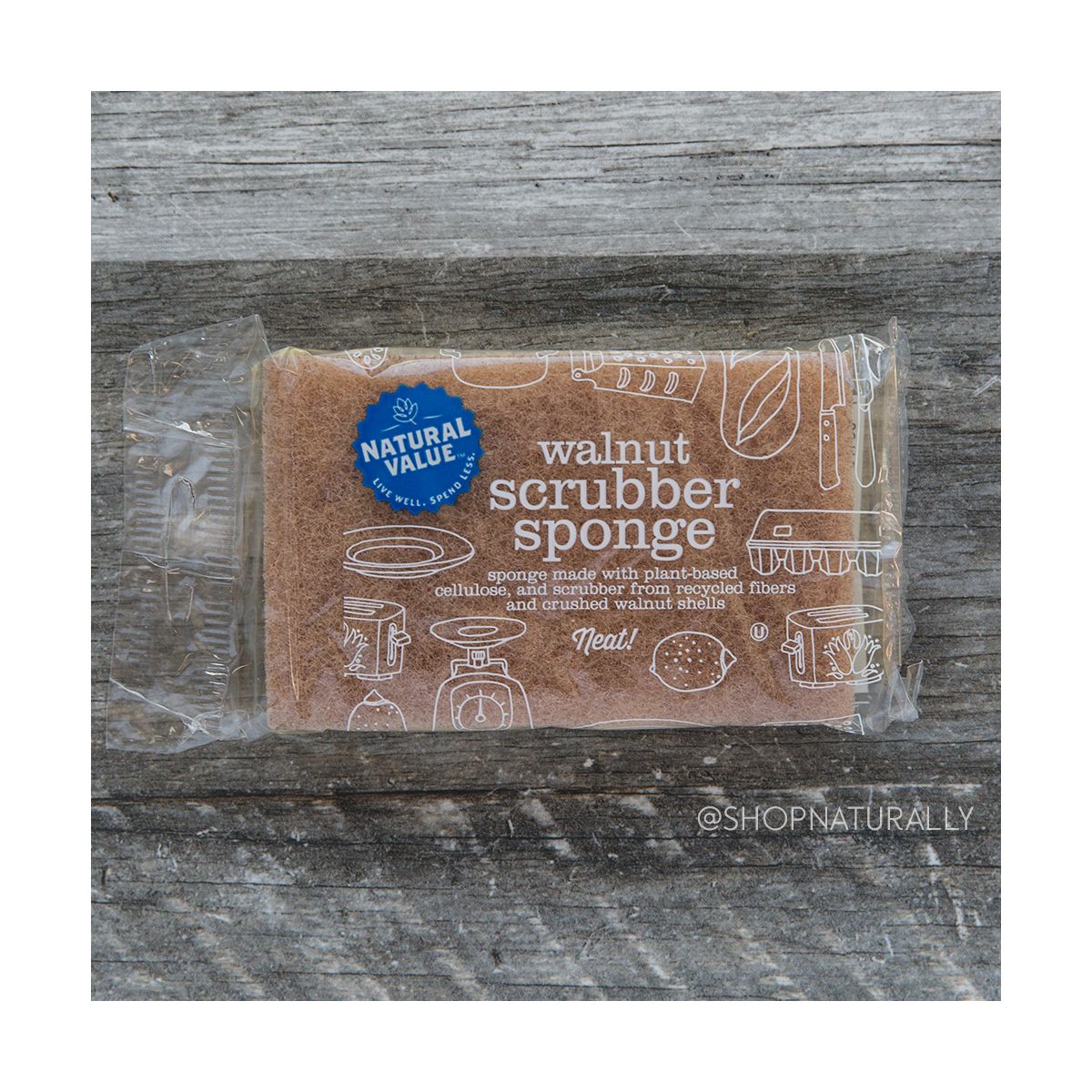 Natural Value Walnut Scrubber Sponge