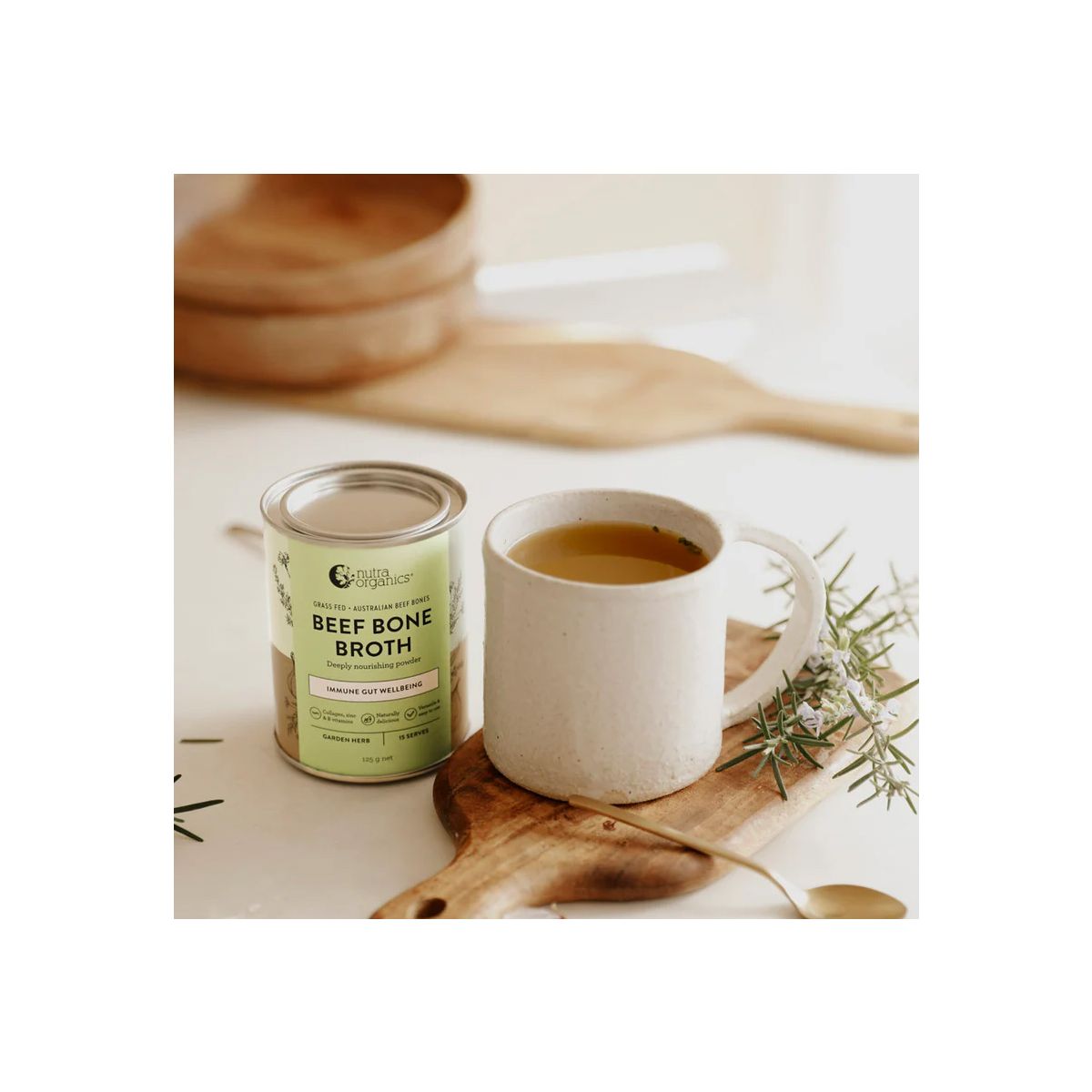 Nutra Organics Bone Broth Beef Powder Garden Herb 125g