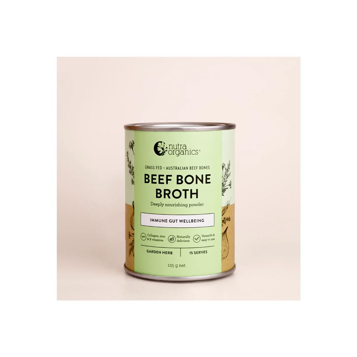 Nutra Organics Bone Broth Beef Powder Garden Herb 125g