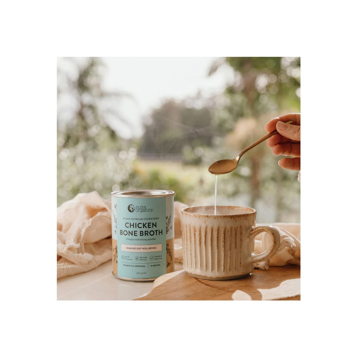Nutra Organics Bone Broth Chicken Powder Homestyle Original 125g