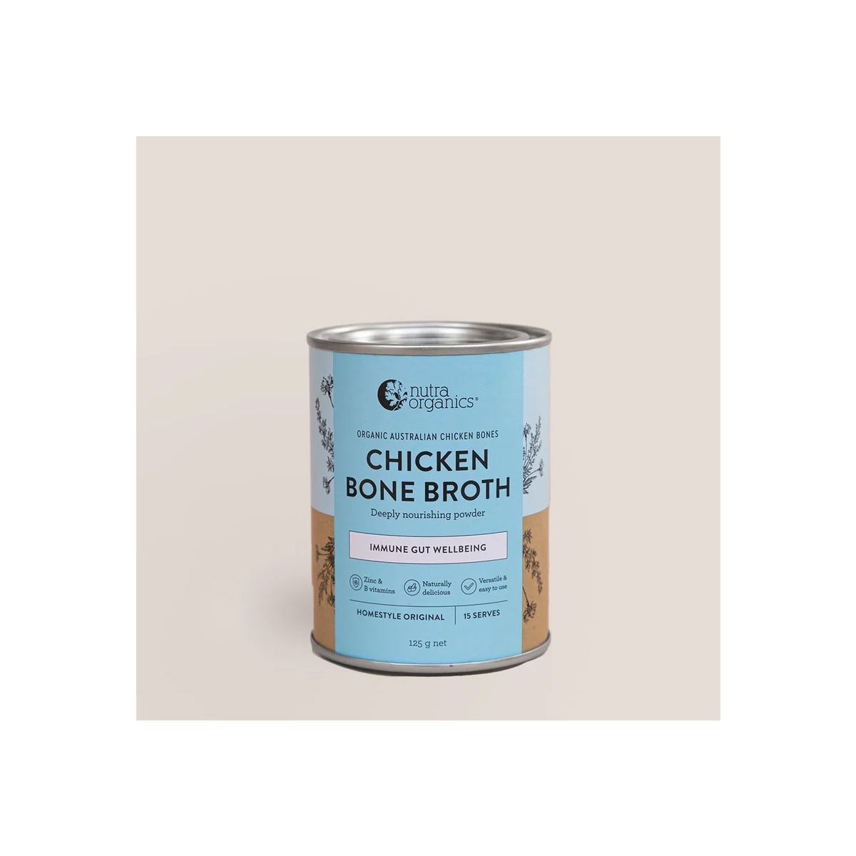 Nutra Organics Bone Broth Chicken Powder Homestyle Original 125g