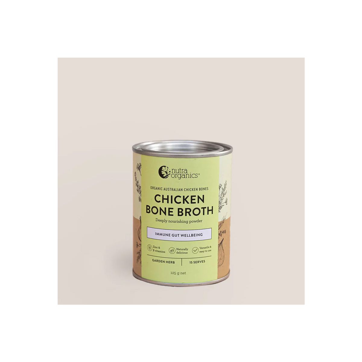 Nutra Organics Bone Broth Chicken Powder Garden Herb 125g