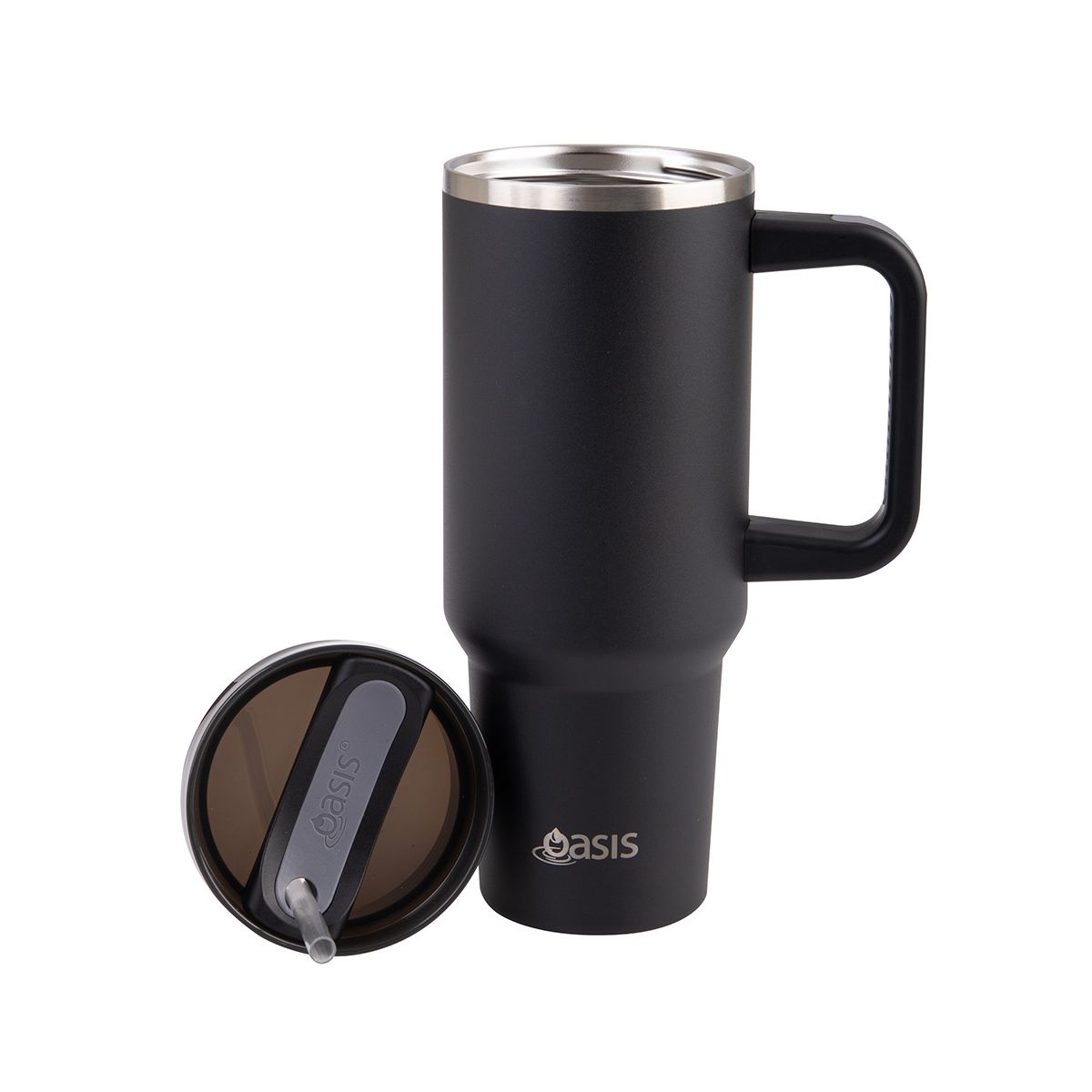 Oasis Insulated Tumbler with Straw Black 1.2L