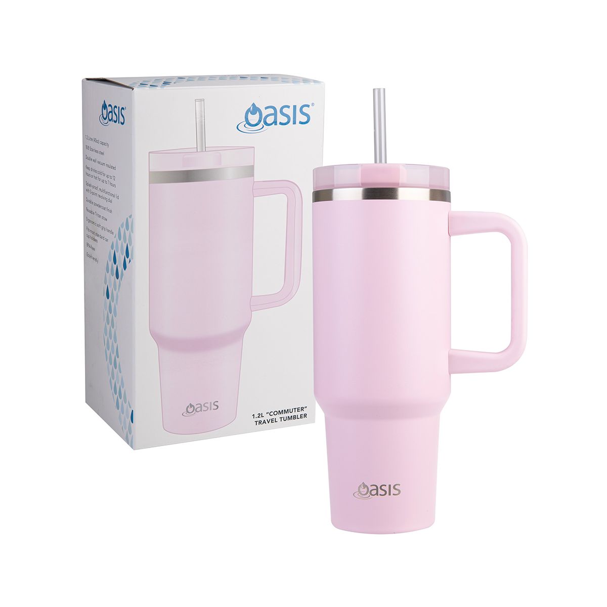 Oasis Insulated Tumbler with Straw Pink Lemonade 1.2L
