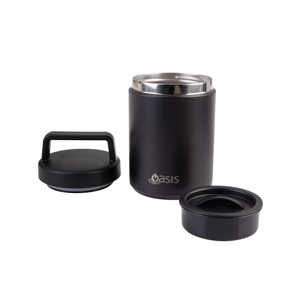Oasis Stainless Steel Insulated Food Flask Black 480ml