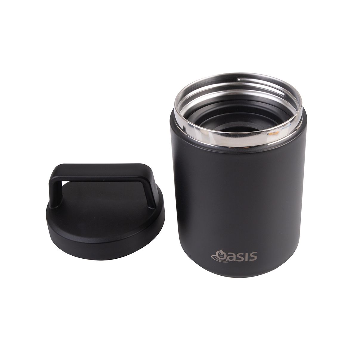 Oasis Stainless Steel Insulated Food Flask Black 480ml
