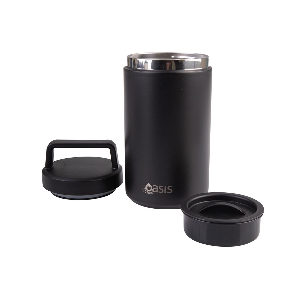 Oasis Stainless Steel Insulated Food Flask Black 700ml