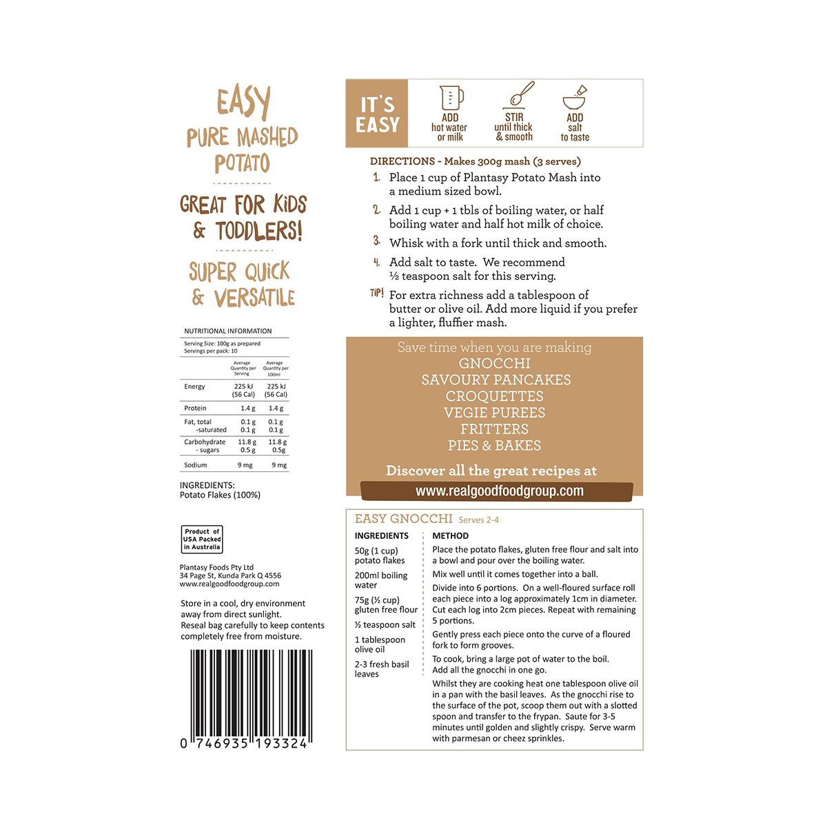 Plantasy Foods Instant Mash Pure Potato 150g