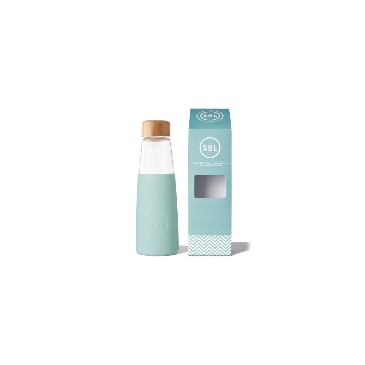 Sol Glass Water Bottle Cool Cyan 410ml